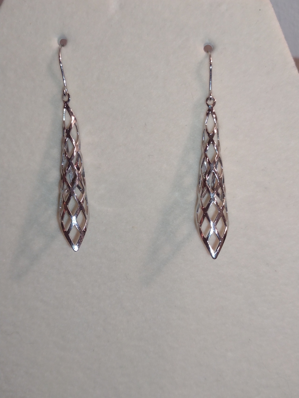 Sterling Silver Lattice Drop Earrings - Women Jewelry - Picture 3 of 5